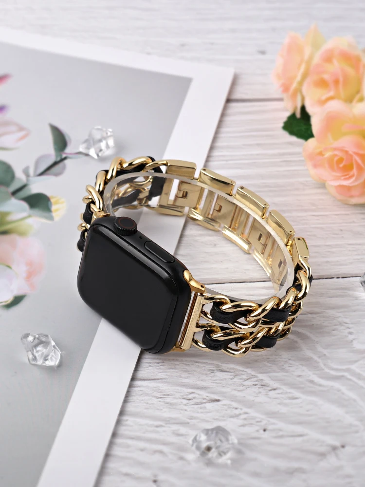 

Cowboy Chain Strap for Apple watch band 40MM 44mm iwatch 38mm 42mm stainless steel link bracelet for apple watch series 5 4 3 38