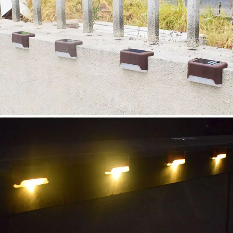 

4PCS LED Solar Stair Light Outdoor Solar Path Stair Energy-efficient Lamp Light X4YD