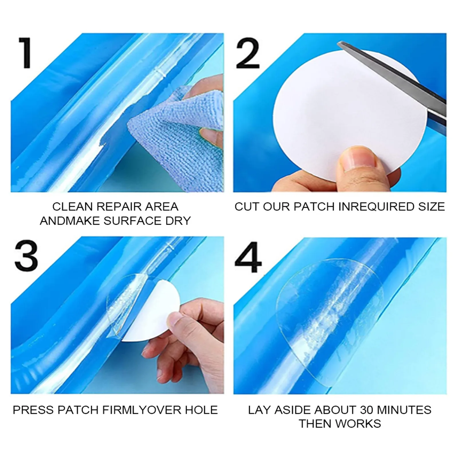 

60PCS Swimming Float Repair Patch PVC Pool Inflatable Toy Repair Tape Clear Swimming Ring Air Dinghies Adhesives Accessories