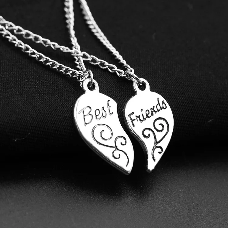 

Alloy peach heart pendant lover's best friend's love mosaic pendant Engraved Necklace