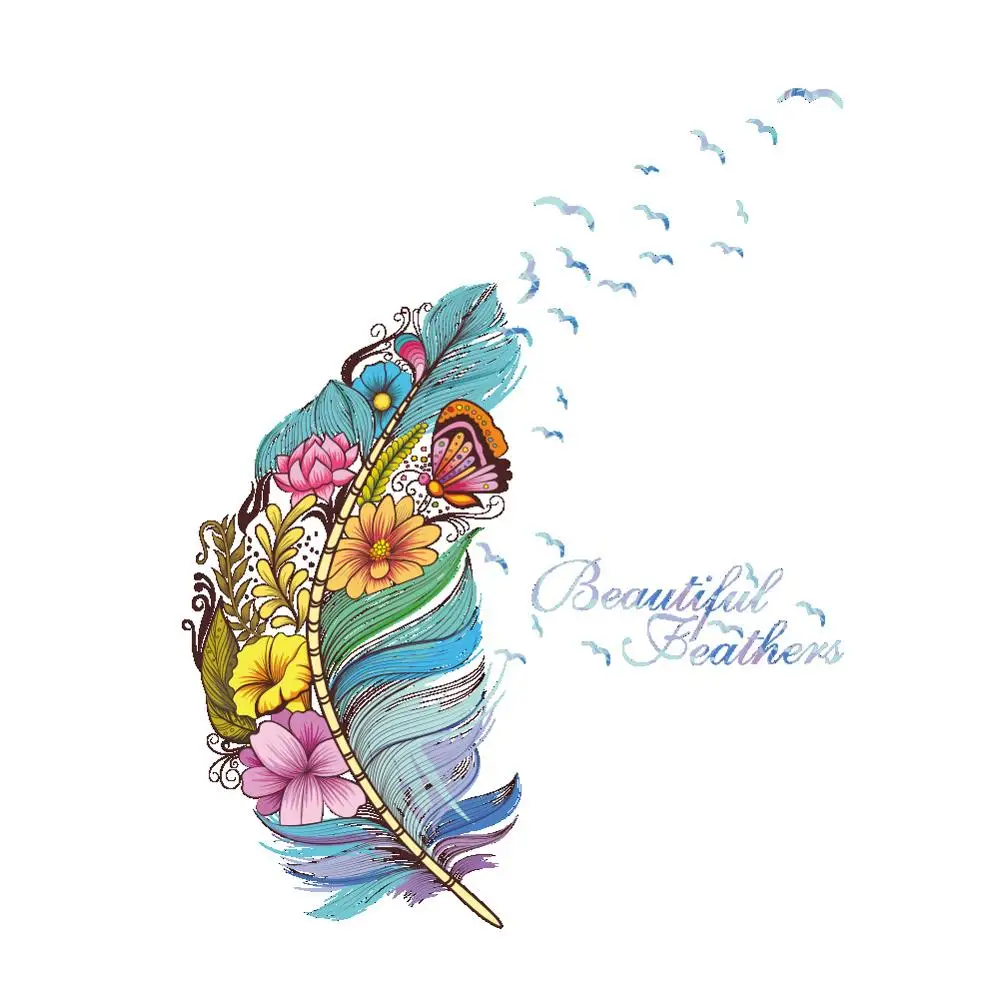 

Flower butterfly feather Wall Sticker Home living room colorful background decoration Mural Art Decals bedroom stickers