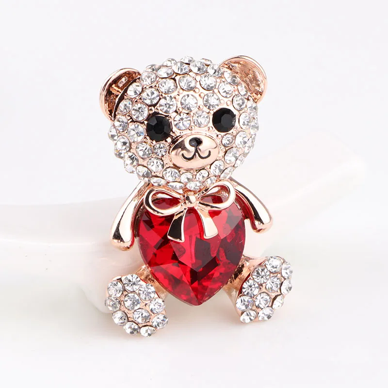 Женская Брошь TODOX с мультяшным кристаллом изящный Медвежонок булавкой в форме