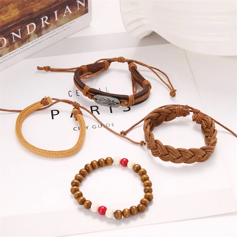 IFMIA 2019 винтажный Многослойный кожаный деревянная бусина ручной работы