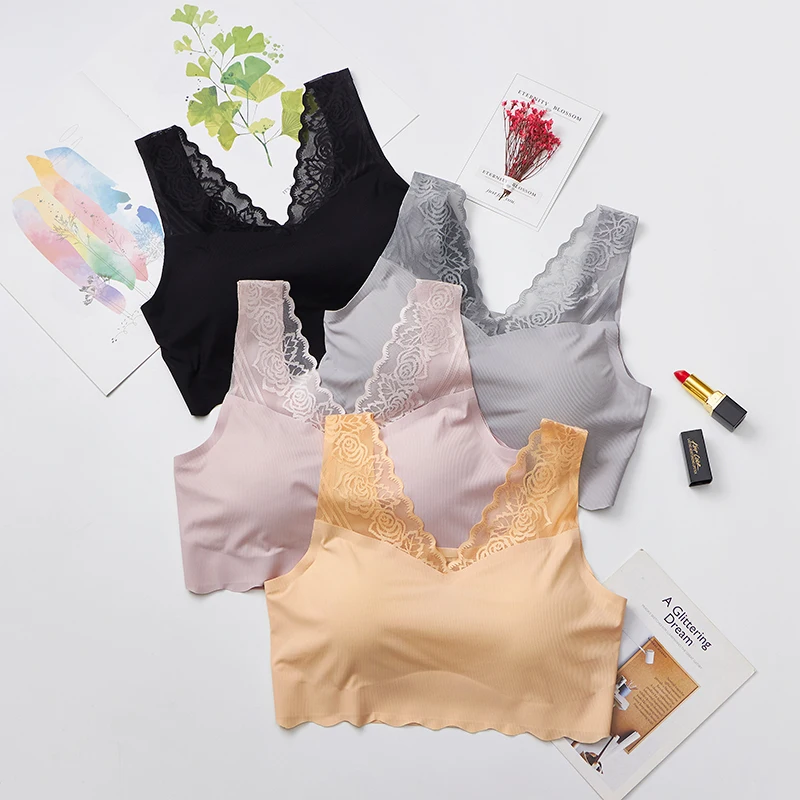 Женский бюстгальтер пуш ап Мягкий Бесшовный кружевной с мягкими чашечками