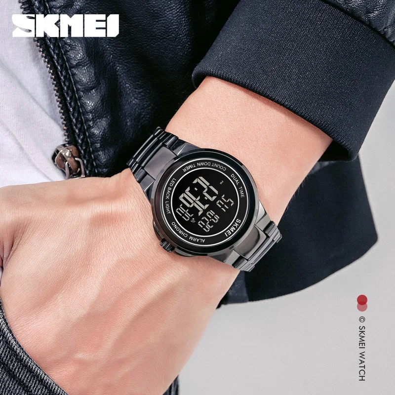 

SKMEI Mens Digital Wristwatches 2 Time Stopwatch Men Sport Watch Fashion LED Men Watches Waterproof Hour relogio masculino 1712