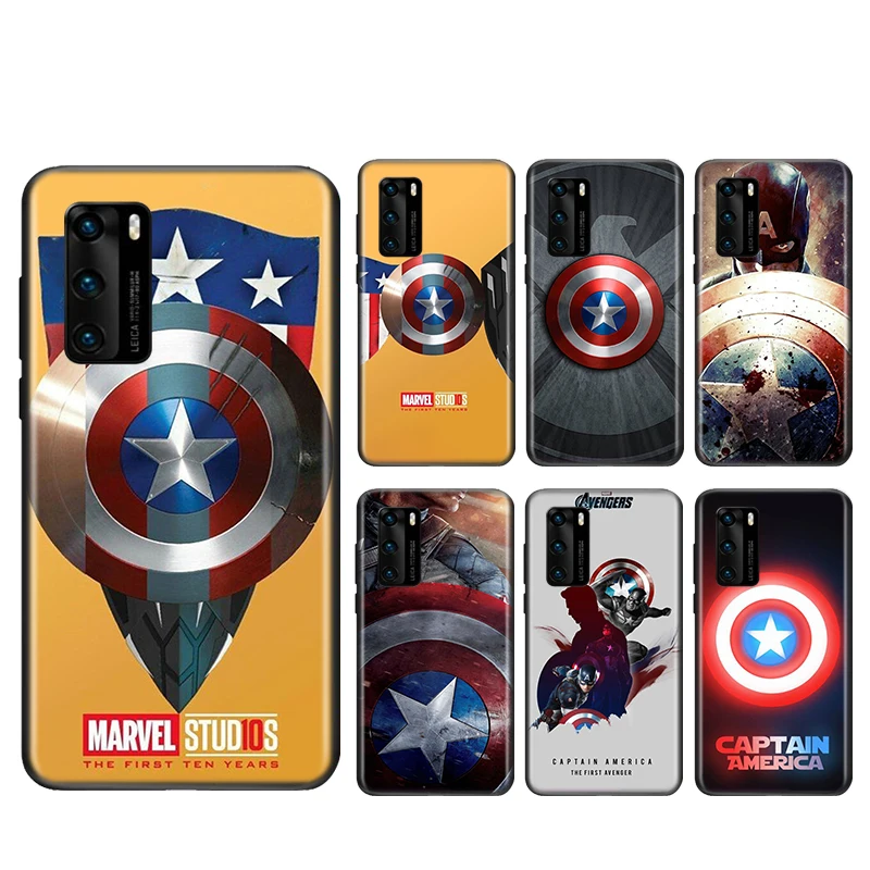 

Marvel Captain America Shield For Huawei Mate 10 20 X 5G 30 40 RS Lite P Smart Pro Plus 2018 2019 2020 2021 Z S Phone Case