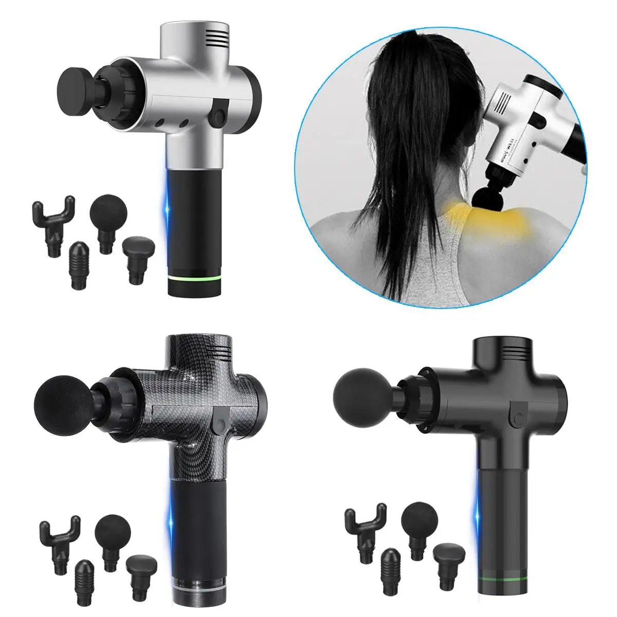 

4000r/min Therapy Massage Gun 3 Gears Muscle Massager Pain Sport Massage Machine Relax Body Slimming Relief With 4 Head