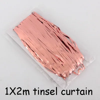 1X2m tinsel curtain 10 шт. розовые и золотые воздушные шары набор конфетти хром шар День рождения деко вечерние украшения свадебные юбилей глобалы металлик - Цвет: 1X2m tinsel curtain