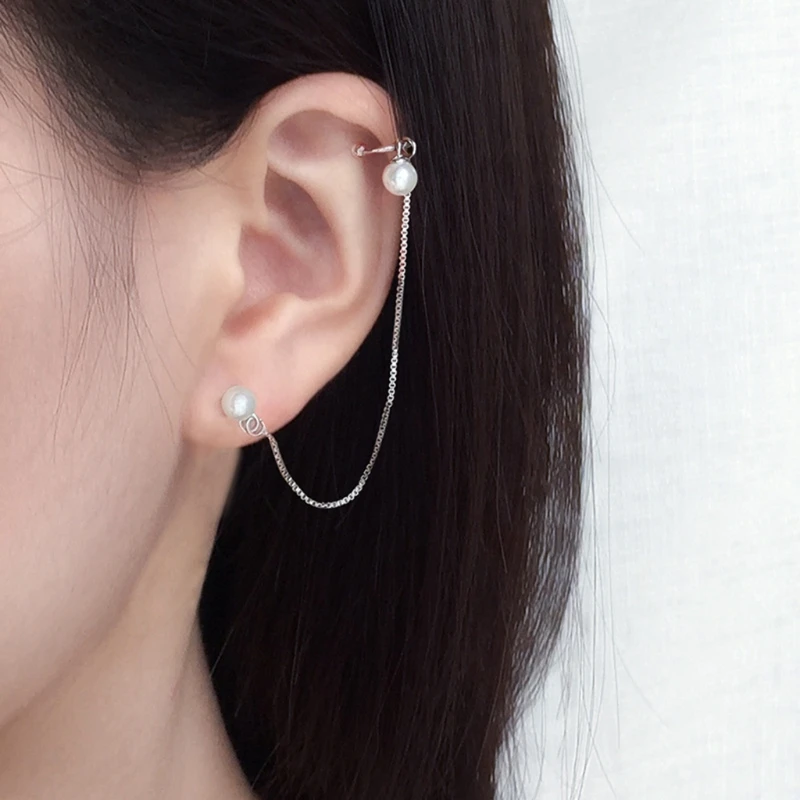 Pearl Dangle Earrings U Shape 1 Pair Net Red Personality One-piece Ears Ear-rings | Украшения и аксессуары