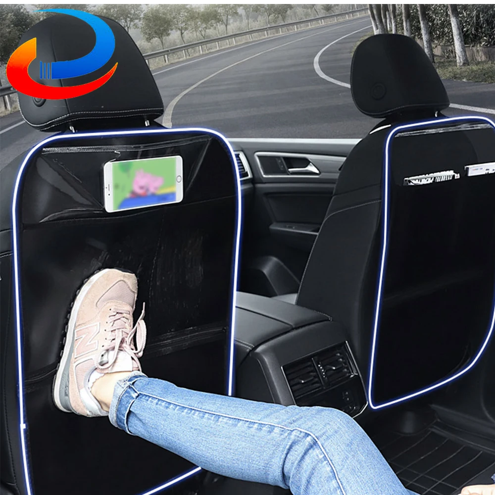 

Leather Anti Kick Pad Car Seat Back Auto Anti Scratch Mats for Child Pet with Zipper Storage Bags Cover Protector Waterproof