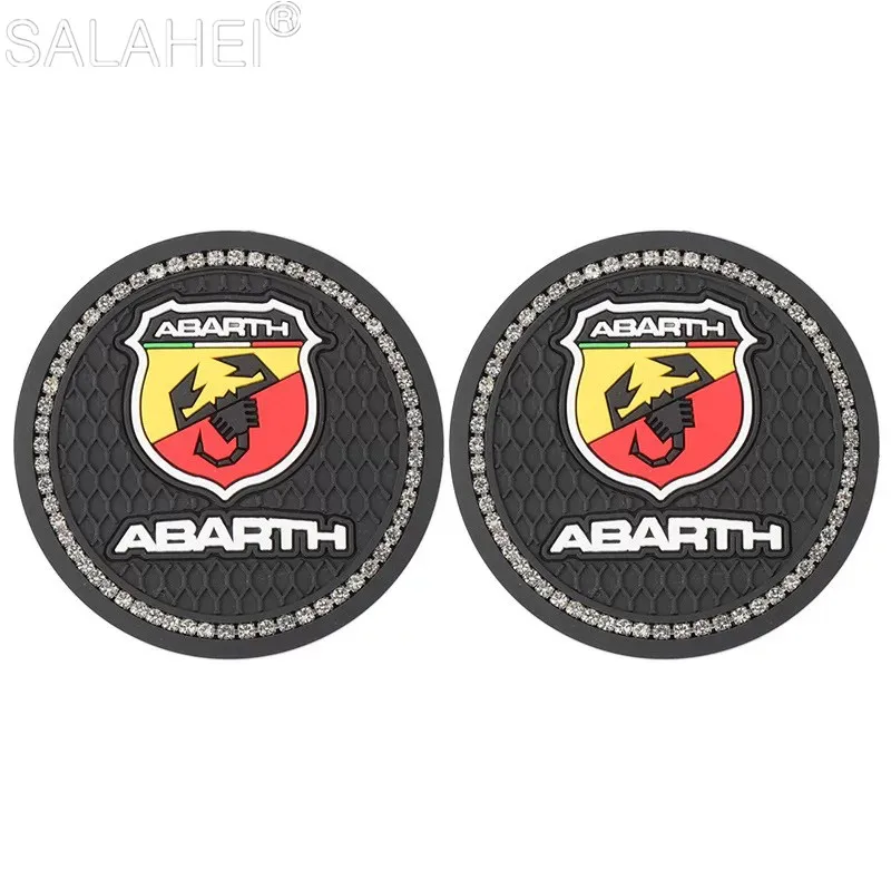 

2pcs Car Diamond Water Coasters Mat For Fiat 125 500 Punto 124/125/125/500 Bravo Panda Abarth 500 Stilo Anti-slip Pad Interior