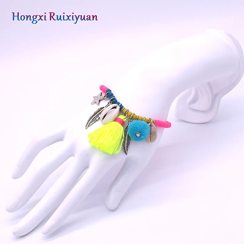 Модный браслет с бусинами богемная кисточка ракушка хрустальный шар для волос