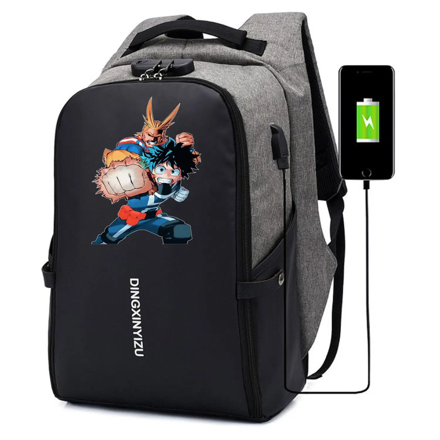 

anime My Hero Academia backpack teenagers School bookbag Men Women Travel Laptop Shoulder Bag with Anti-theft USB Charging