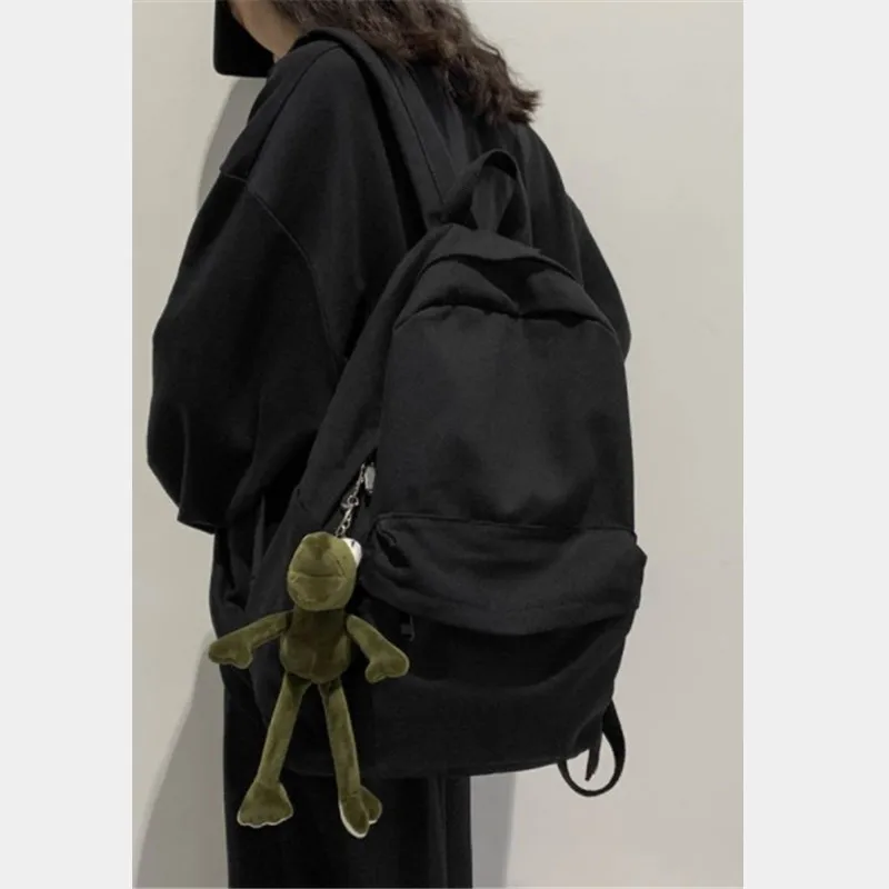 

Schoolbag Korean version Harajuku ulzzang female college student fashion trend no print versatile Canvas Backpack men's backpack