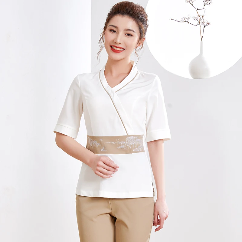 Новая летняя рабочая одежда Женский оздоровительный центр сауна спа-костюм