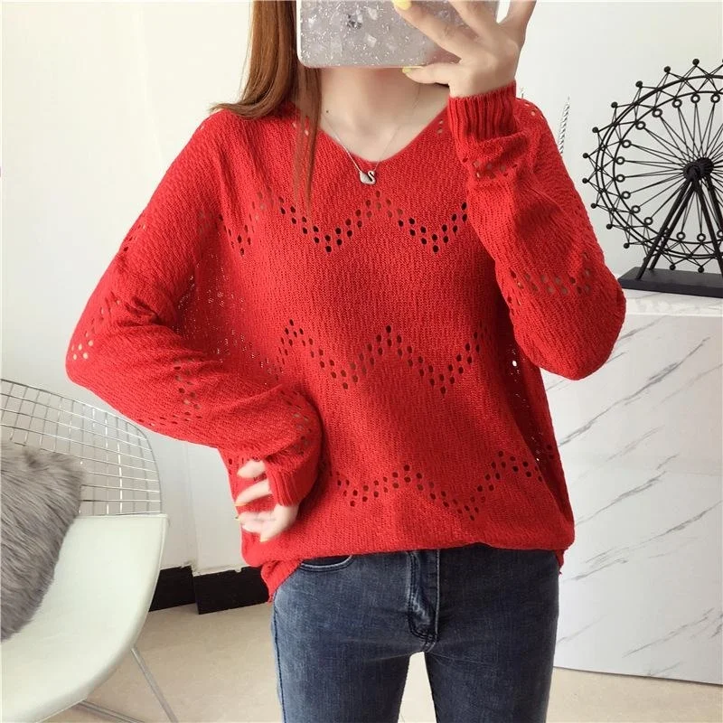 Женский осенне-зимний свободный свитер пуловер Рождественский с V-образным