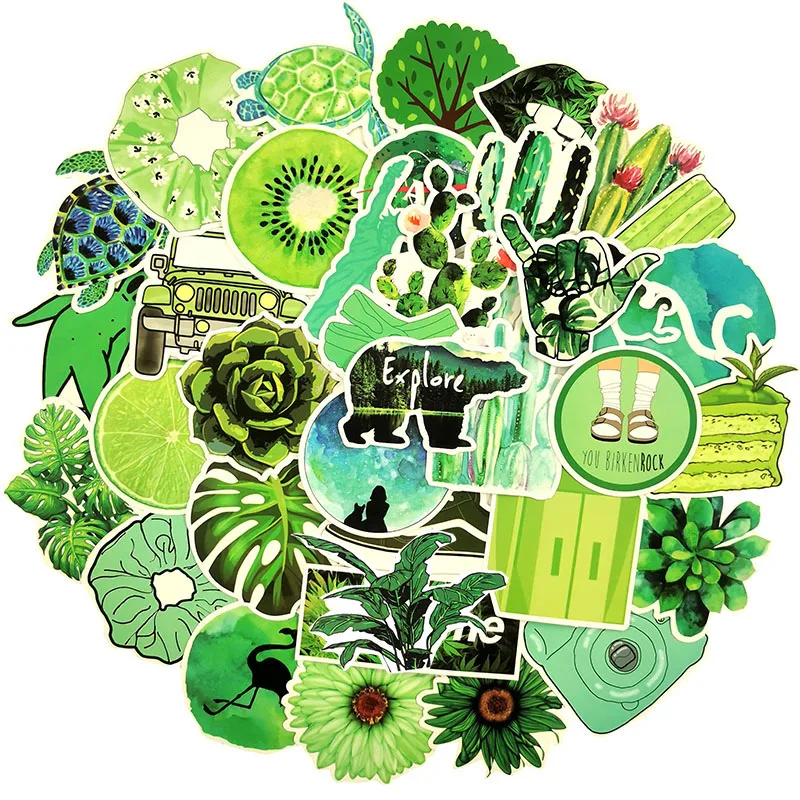 10/50 шт./упак. мультфильм милый Vsco для девочек Зеленый Виниловые наклейки