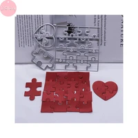 puzzle heart slimline card dies metal hollow cutter for scrapbooking new clear stamps planner dies hobby punching for paper