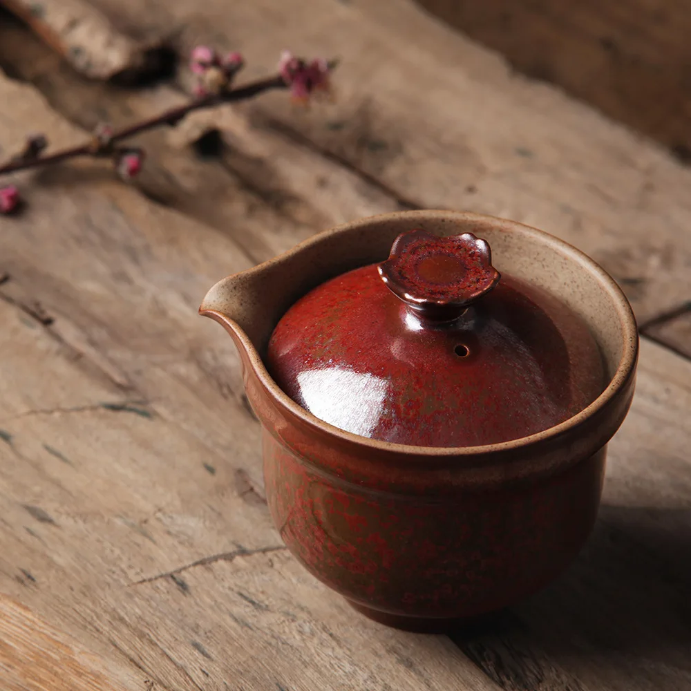 Цзиндэчжэнь железная красная глазурь Старая каменная грязь легко пузырчатая