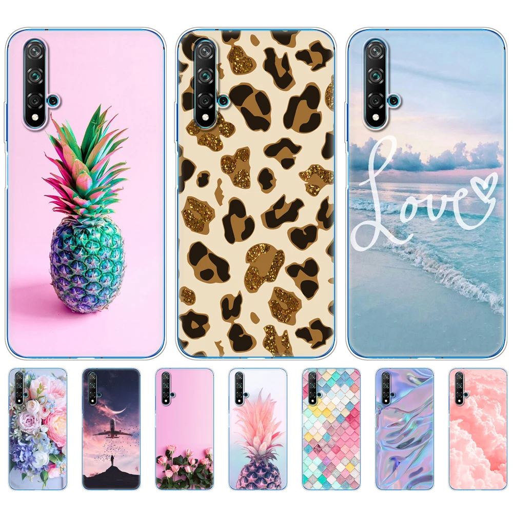 Силиконовый чехол для Huawei Nova 5 T бампер мягкий телефона из ТПУ искусственная кожа 6
