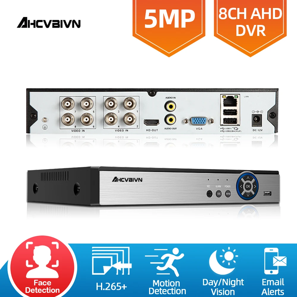 

H.265 8CH 6 в 1 5MP цифровой видеорегистратор Гибридный NVR 5MP AHD DVR Поддержка 5MP AHD TVI CVI аналоговая IP-камера с поддержкой 3G Wifi P2P