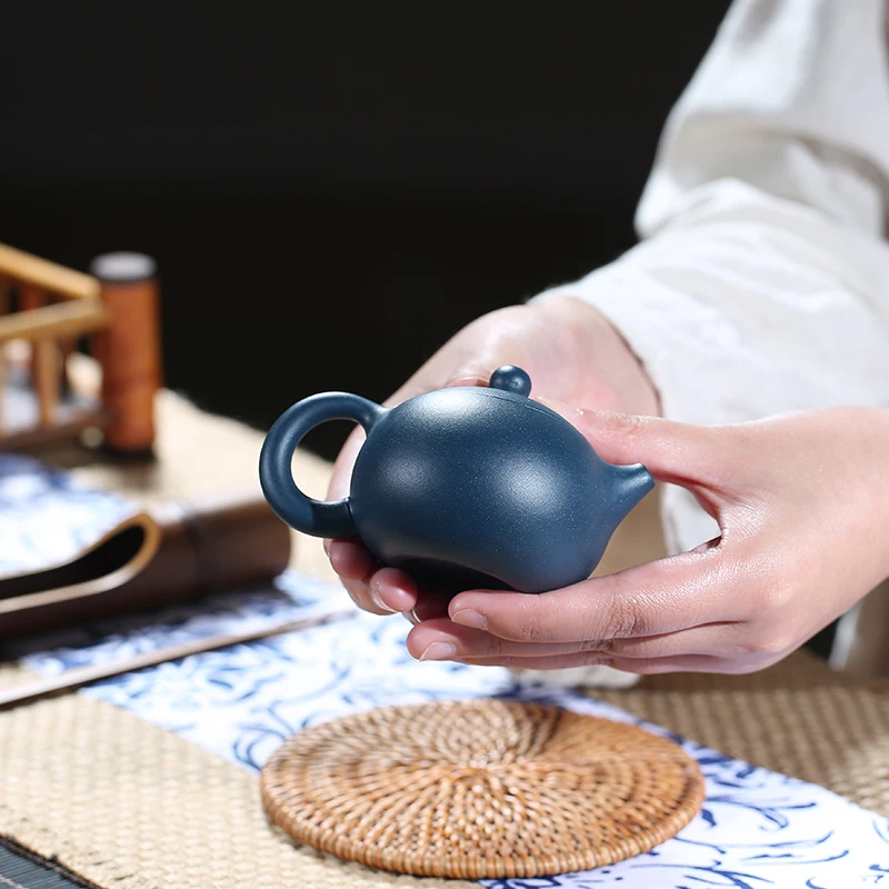 110 мл Yixing Фиолетовый Глиняный Чайник НЕОБРАБОТАННАЯ руда Лазурная грязь Xishi