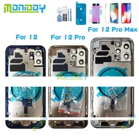 aaa 2021new for iphone 12 pro max 6 7 12 pro 6 1 housing cover battery door rear chassis frame with back cover glass