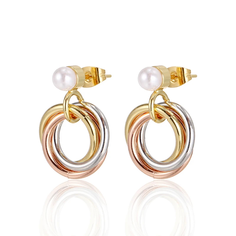 Новые женские летние серьги с жемчугом из нержавеющей стали круглые для дня