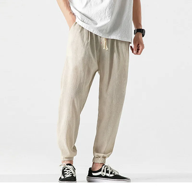 FFXZSJ Cotton Linen Casual Harem Pants Men Joggers Man Summer Trousers Male Chinese Style Baggy 2020 Harajuku Clothe | Мужская одежда