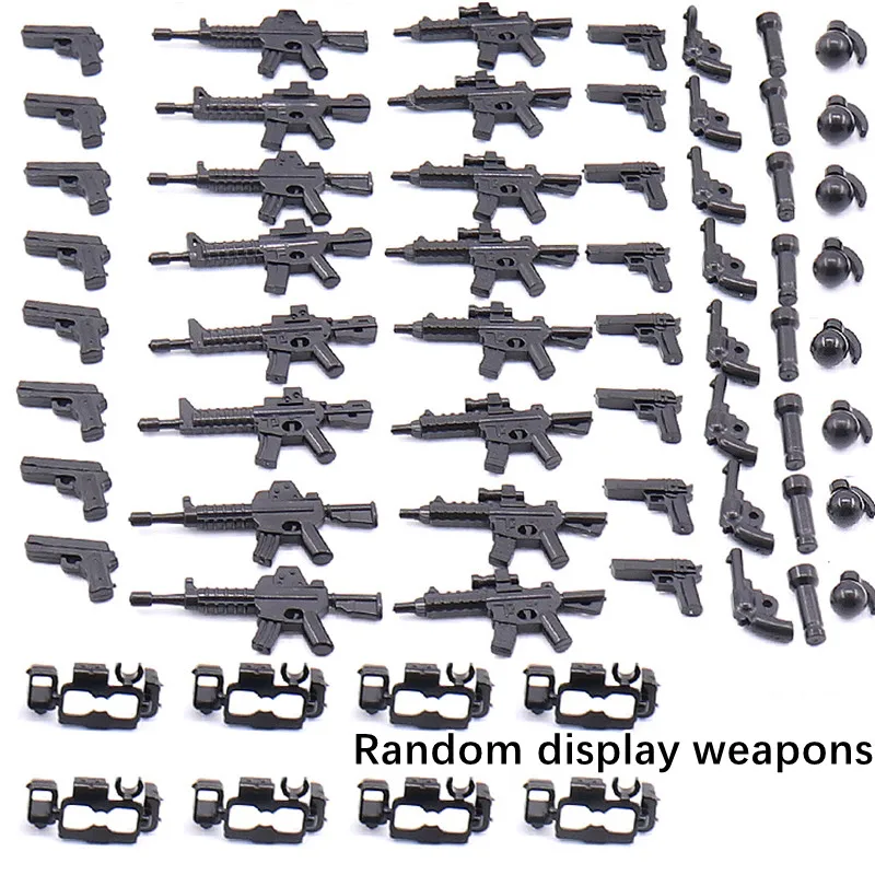 Military Series Building Blocks Weapons Guns Pack Parts WW2 Soldiers City SWAT Heavy Machine Accessories MOC Bricks DIY Kid Toys