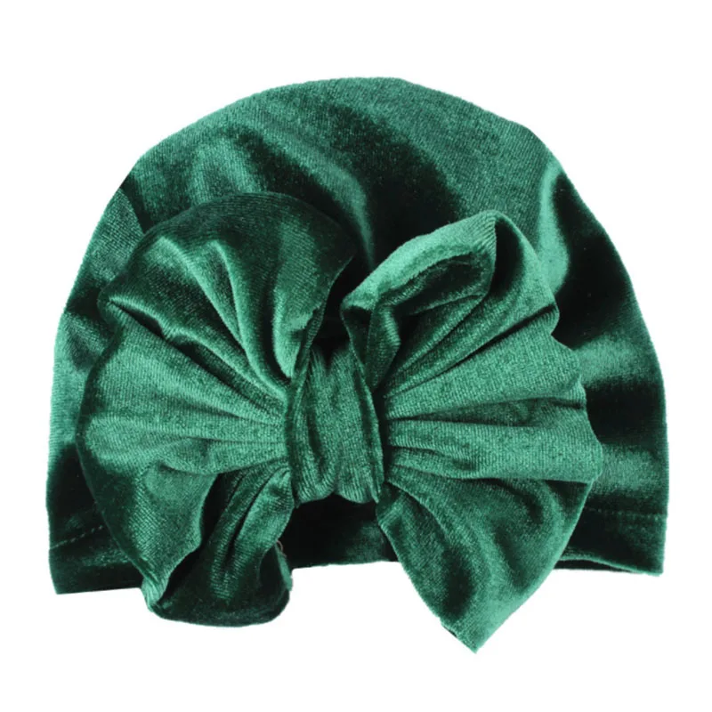 style 2 green Детские хлопковые шапки с большим бантом для девочек, головной убор в индийском стиле, осенняя Шапка-бини - Цвет: style 2 green