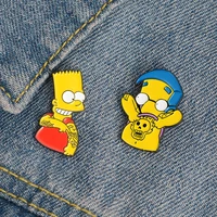 funny animated sitcom simpson brooch for women broche badge enamel pin metal collar brooches for men pines metalicos jewelry