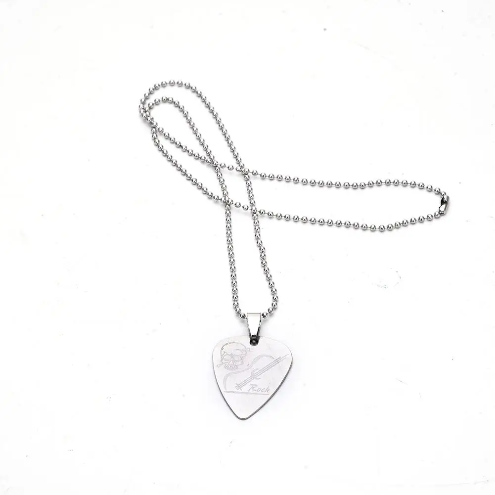 1pc metall akustische elektrische gitarre bass halskette pick durable edelstahl dünne vermittler pick mit kette für guitarra free global shi
