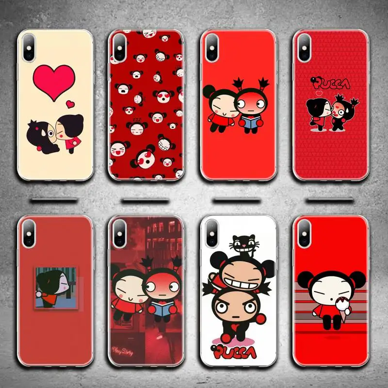

Cartoon chinese doll pucca and garu Phone Case for iphone 12 pro max mini 11 pro XS MAX 8 7 6 6S Plus X 5S SE 2020 XR cover