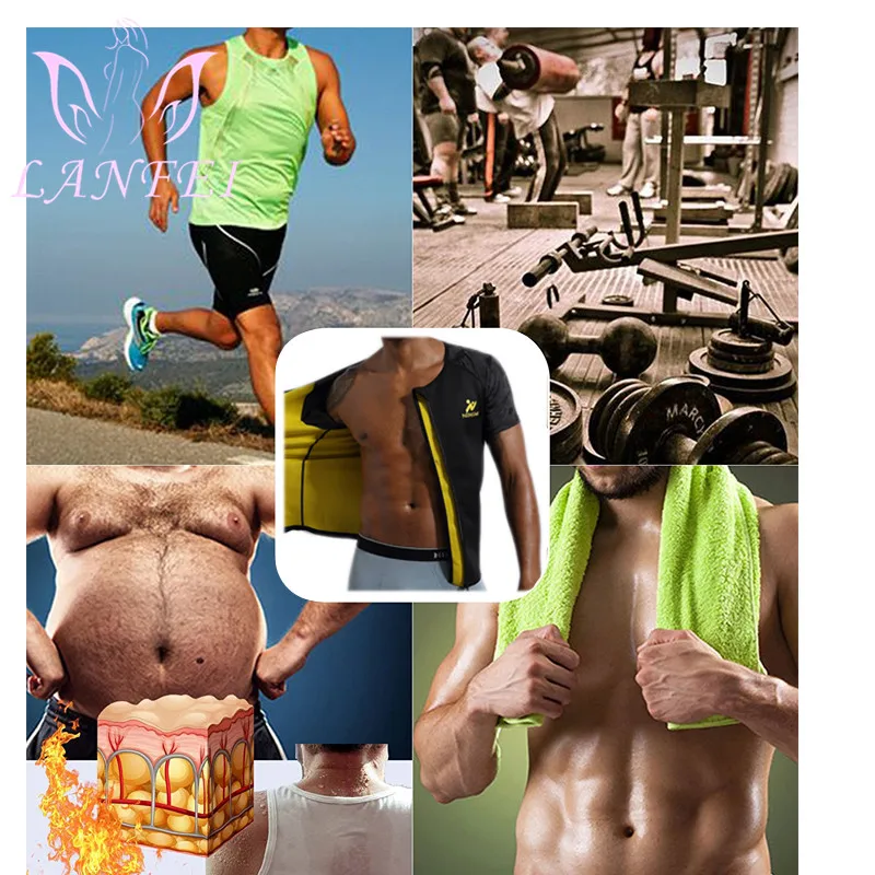 LANFEI Men Waist Trainer Weight Loss Shirt Hot Neoprene Sweat Sauna Vest Suit Body Shaper Slimming Workout Sport Corset Tank Top