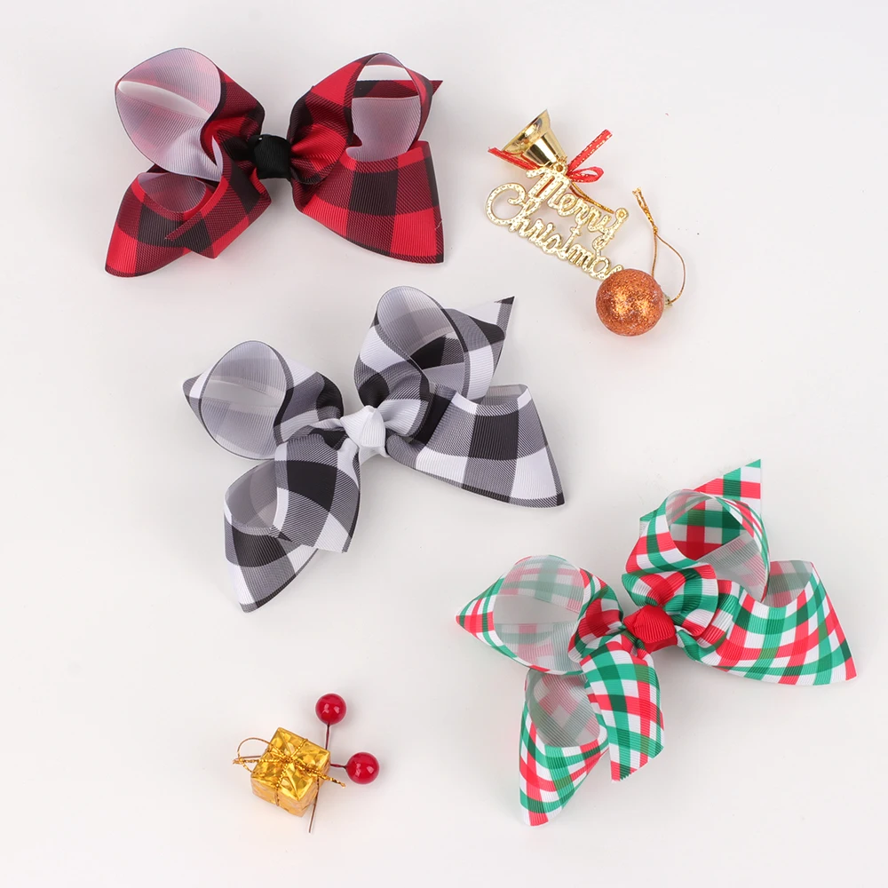 

Oaoleer New 5 Inch Cute Plaid Bow Hair Clips Kids Hair Clip Boutique Ribbon Bow Hairpin Fixed Hair Accessories Bowknot Barrettes