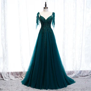 Evening Dress 2021 New Gryffon Evening Dress Party Prom Formal Evening Gown Sexy V-neck A-line Spaghetti Strap Customize