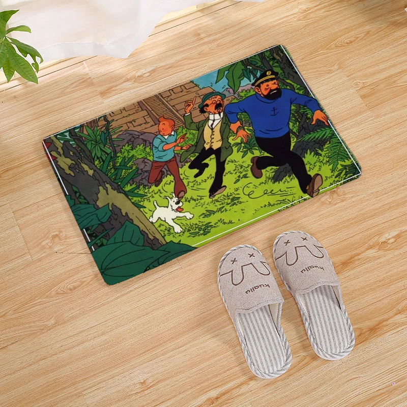 40 * 60cm Cartoon Tintin Adventure Car Goose Down Non-slip Carpet Kitchen Living Room Floor Mat Home Bedroom Decorative Cushion | Дом и сад