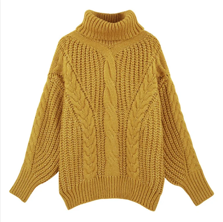 Толстый женский свитер пуловер вязаный свободный/стандартный зимний водолазка