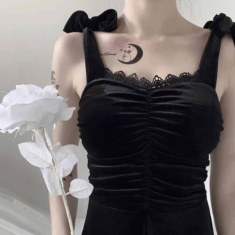 Темное Плиссированное Платье на бретельках для девочек кружевное платье с