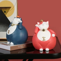 cute cat resin figurine sculpture statue home decoration craft living room ornament office decor accessories housewarming gifts