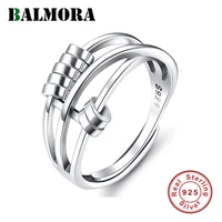 balmora 100 925 silver anti anxiety rings for women girl vintage punk fidget spinner band adjustable stacking ring jewelry gift