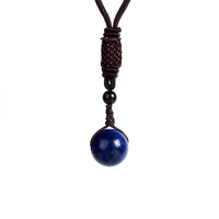 nature royal lapis lazuli pendant necklaces women natural bead reiki energy healing necklaces men new fashion rope chain jewelry