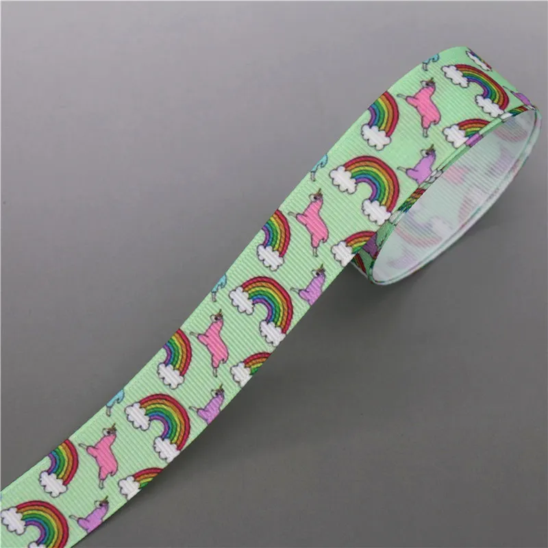 DHK 5 ярдов лист лошадка Радуга напечатан Grosgrain ленты ленточный аксессуар Hairbow
