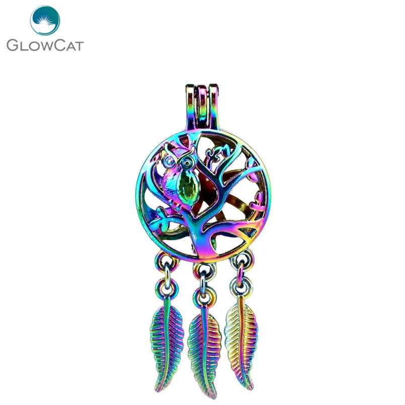 C888 5 шт./лот Rainbow Beaty Ловец снов Дерево оставляет круглый шар лист клетка жемчуг