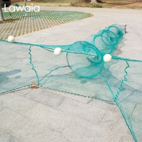 lawaia shrimp cage with floats fishing trap net iron chain sinkers folding trawl fishing cage river crabs prawn cage