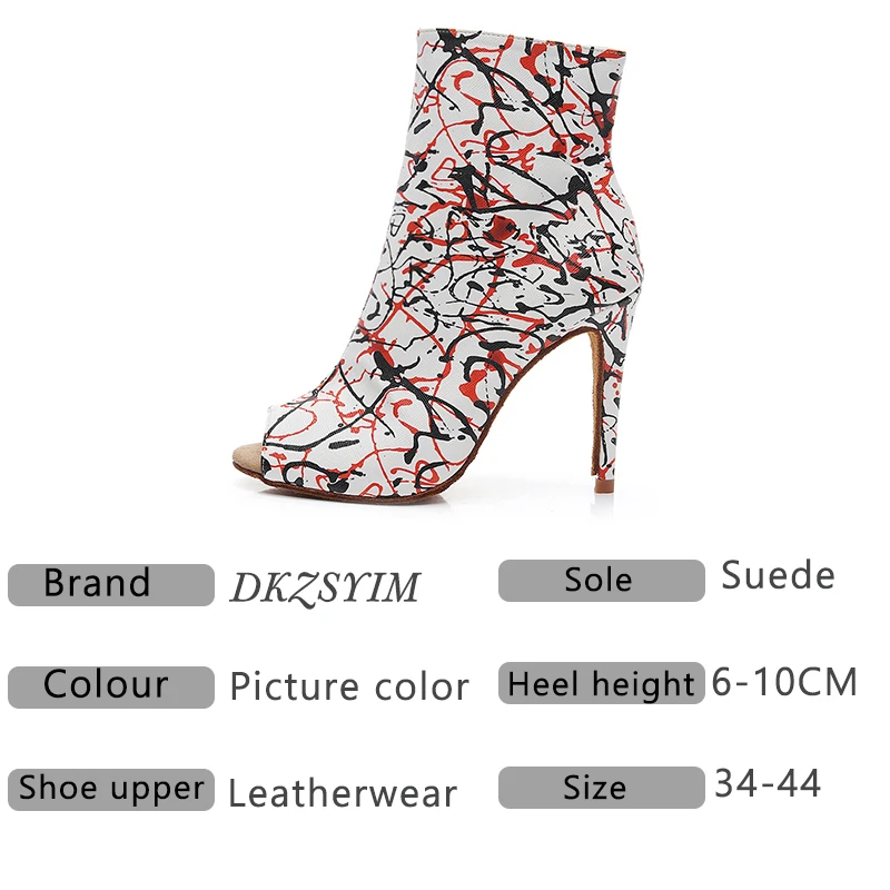 Женские танцевальные ботинки DKZSYIM для латиноамериканских танцев с молнией сзади