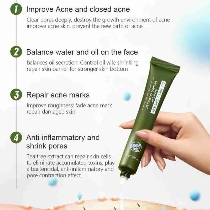 

VIBRANT GLAMOUR Tea Tree Acne Gel Moisturizing Remove Acne Shrink Pores Anti-inilammatory Anti Anti-aging Face Skin Care