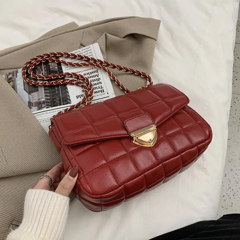 

Lattice Square Armpit Bag 2020 Fashion New High Quality PU Leather Women's Designer Handbag Chain Shoulder Messenger Bag