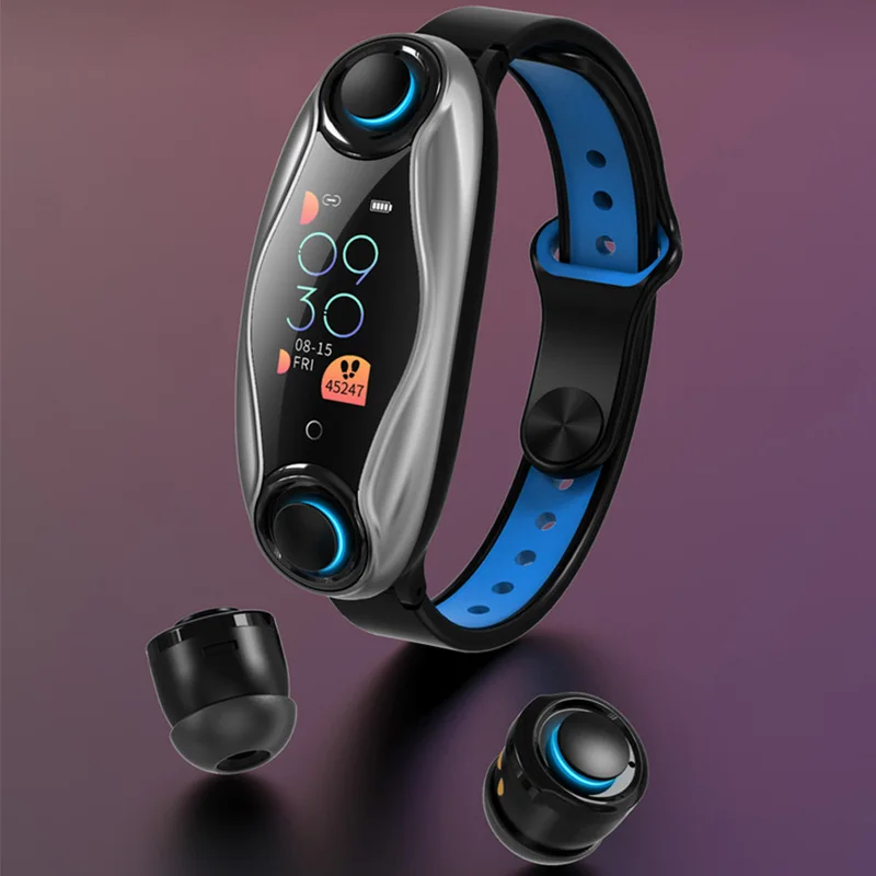 T90 смарт-браслет TWS Bluetooth наушники 2 в 1 фитнес-браслет 5 0 чип мужские и женские